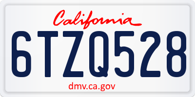 CA license plate 6TZQ528