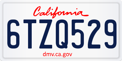CA license plate 6TZQ529