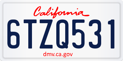 CA license plate 6TZQ531