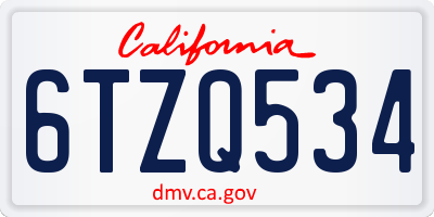 CA license plate 6TZQ534