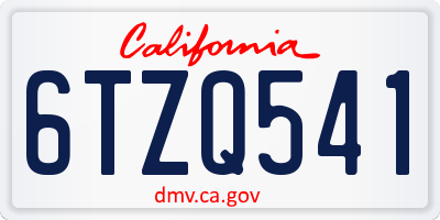 CA license plate 6TZQ541
