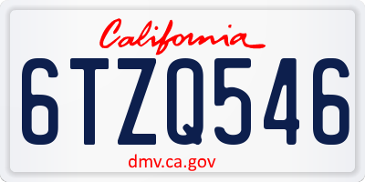 CA license plate 6TZQ546