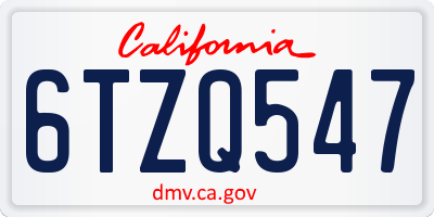 CA license plate 6TZQ547