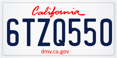 CA license plate 6TZQ550