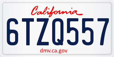 CA license plate 6TZQ557