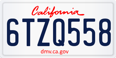 CA license plate 6TZQ558