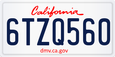 CA license plate 6TZQ560