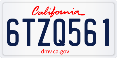 CA license plate 6TZQ561