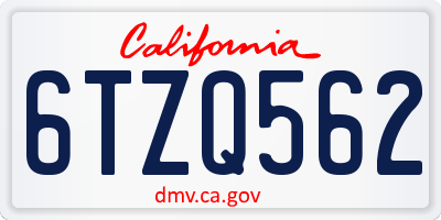 CA license plate 6TZQ562