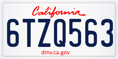 CA license plate 6TZQ563