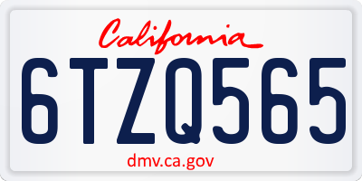 CA license plate 6TZQ565