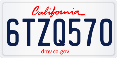 CA license plate 6TZQ570