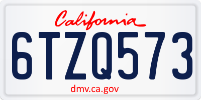 CA license plate 6TZQ573