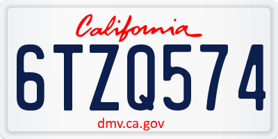 CA license plate 6TZQ574