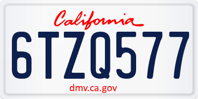 CA license plate 6TZQ577