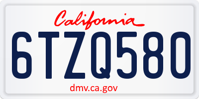 CA license plate 6TZQ580