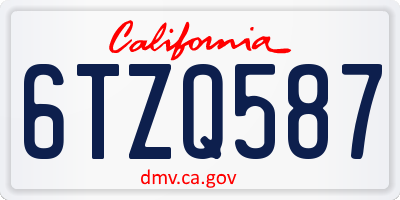 CA license plate 6TZQ587