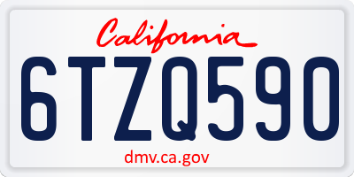 CA license plate 6TZQ590
