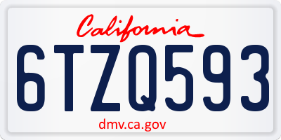 CA license plate 6TZQ593