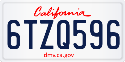 CA license plate 6TZQ596