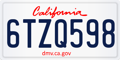 CA license plate 6TZQ598