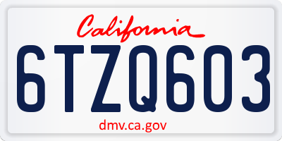 CA license plate 6TZQ603