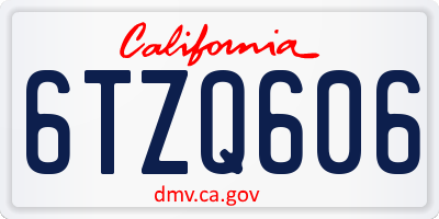 CA license plate 6TZQ606