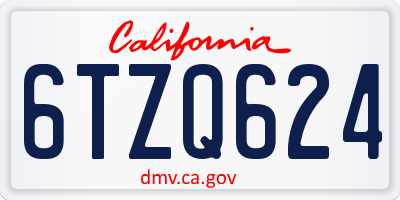 CA license plate 6TZQ624