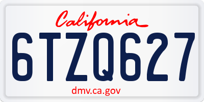 CA license plate 6TZQ627