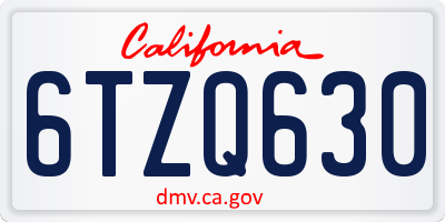 CA license plate 6TZQ630