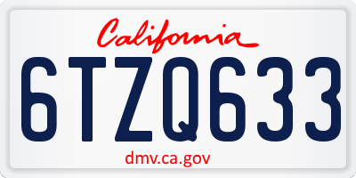 CA license plate 6TZQ633