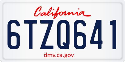 CA license plate 6TZQ641