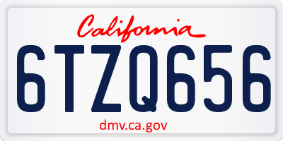 CA license plate 6TZQ656