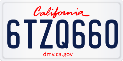 CA license plate 6TZQ660