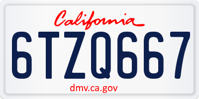 CA license plate 6TZQ667