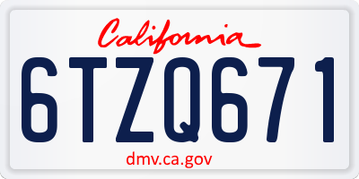 CA license plate 6TZQ671