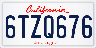 CA license plate 6TZQ676