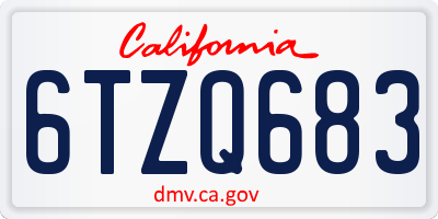 CA license plate 6TZQ683