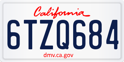 CA license plate 6TZQ684