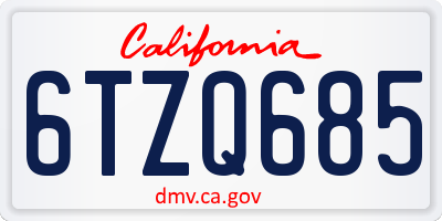 CA license plate 6TZQ685