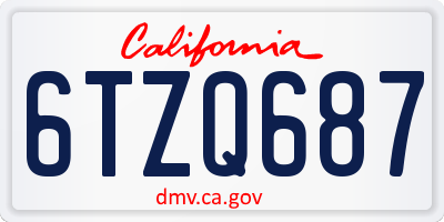 CA license plate 6TZQ687