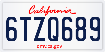 CA license plate 6TZQ689