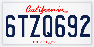 CA license plate 6TZQ692