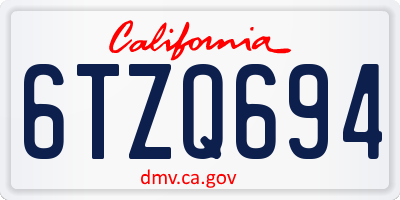 CA license plate 6TZQ694