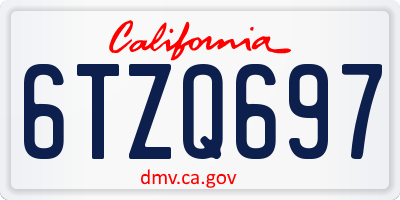 CA license plate 6TZQ697