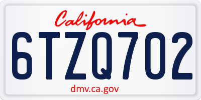 CA license plate 6TZQ702