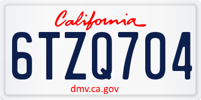 CA license plate 6TZQ704