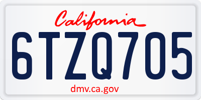 CA license plate 6TZQ705