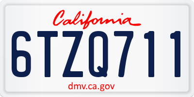 CA license plate 6TZQ711