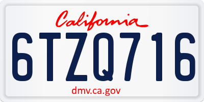 CA license plate 6TZQ716